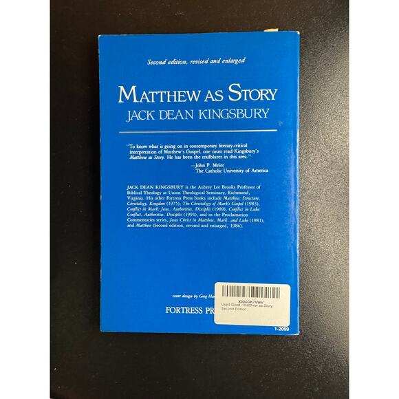 BOOK Matthew as Story: Second Edition Paperback 1988 by Jack Dean Kingsbury - Picture 3 of 6